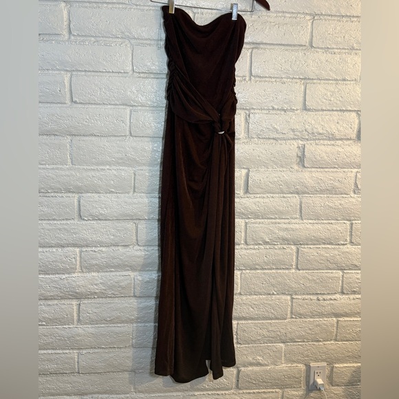 Fashion Nova Clara Slinky Chocolate Maxi Dress - Picture 5 of 11